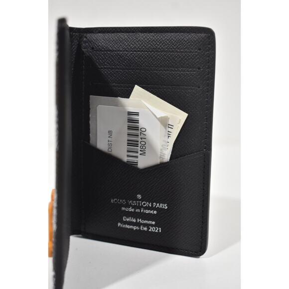 Louis Vuitton Distorted Damier Black White Orange Logo Pocket Organizer Wallet - Picture 7 of 8